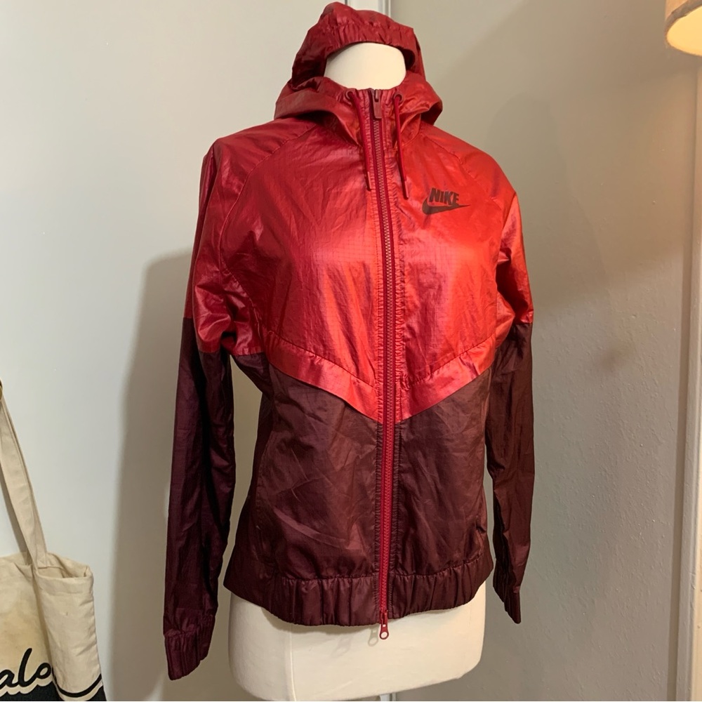Nike Red and Burgundy Windbreaker Jacket - Picture 2 of 10